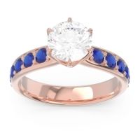 Diamond Ring In 18K Rose Gold With Peridot And Blue Sapphire Hara Round Classic Ring