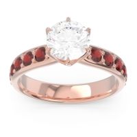 Diamond Ring In 18K Rose Gold With Pink Tourmaline And Garnet Hara Round Classic Ring
