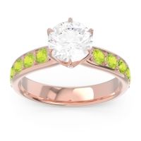 Diamond Ring In 18K Rose Gold With Swiss Blue Topaz And Peridot Hara Round Classic Ring