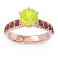 Peridot Ring In 14K Rose Gold With Citrine And Garnet Hara Round Classic Ring