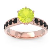 Peridot Ring In 14K Rose Gold With Garnet And Black Onyx Hara Round Classic Ring