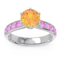 Citrine Ring In 14k White Gold With Amethyst And Pink Tourmaline Hara Round Classic Ring