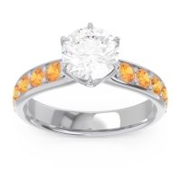 Diamond Ring In Palladium With Amethyst And Citrine Hara Round Classic Ring