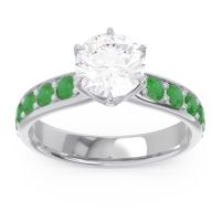 Diamond Ring In Palladium With Blue Sapphire And Emerald Hara Round Classic Ring