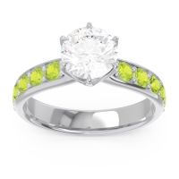 Diamond Ring In Palladium With Blue Sapphire And Peridot Hara Round Classic Ring