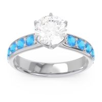 Diamond Ring In Palladium With Garnet And Swiss Blue Topaz Hara Round Classic Ring