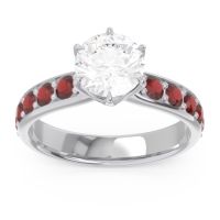 Diamond Ring In Palladium With Swiss Blue Topaz And Garnet Hara Round Classic Ring
