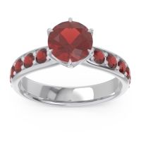 Garnet Ring In 14k White Gold With Emerald Hara Round Classic Ring