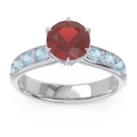 Garnet Ring In 14k White Gold With Peridot And Aquamarine Hara Round Classic Ring