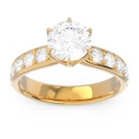 Diamond Ring In 18k Yellow Gold With Garnet And Lab Diamond Hara Round Classic Ring