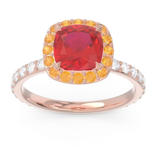 Halo Pave Cushion Candra Ring