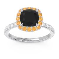 Halo Pave Cushion Candra Ring