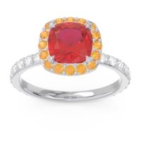 Halo Pave Cushion Candra Ring