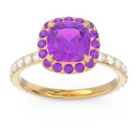 Halo Pave Cushion Candra Ring
