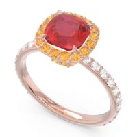 Halo Pave Cushion Candra Ring