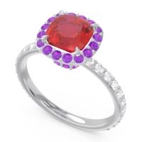 Halo Pave Cushion Candra Ring