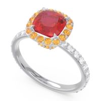 Halo Pave Cushion Candra Ring