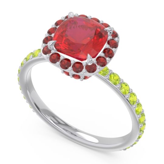Halo Pave Cushion Candra Ring