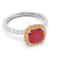 Halo Pave Cushion Candra Ring