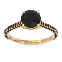 Black Onyx Ring In 14k Yellow Gold Pindala Round Classic Ring