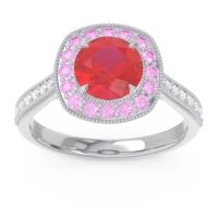 Halo Pave Milgrain Drumara Ring