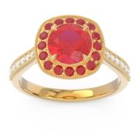 Halo Pave Milgrain Drumara Ring