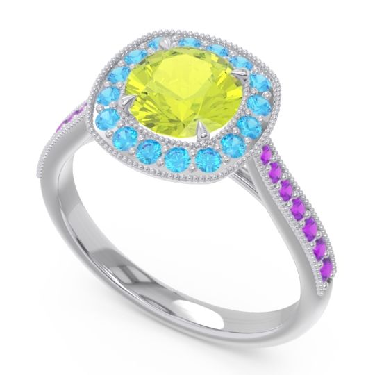 Halo Pave Milgrain Drumara Ring