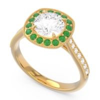 Halo Pave Milgrain Drumara Ring