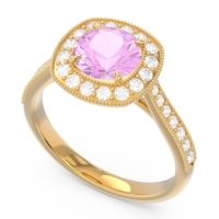 Halo Pave Milgrain Drumara Ring