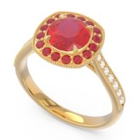 Halo Pave Milgrain Drumara Ring