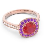 Halo Pave Milgrain Drumara Ring