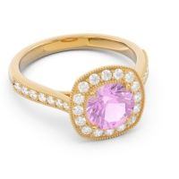 Halo Pave Milgrain Drumara Ring