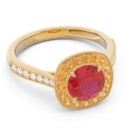 Halo Pave Milgrain Drumara Ring