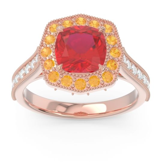 Halo Pave Milgrain Bhraamara Ring
