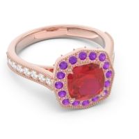 Halo Pave Milgrain Bhraamara Ring
