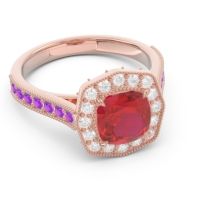 Halo Pave Milgrain Bhraamara Ring