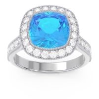 Halo Milgrain Cushion Tugga Ring