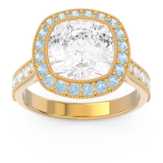 Halo Milgrain Cushion Tugga Ring