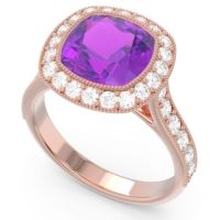 Halo Milgrain Cushion Tugga Ring