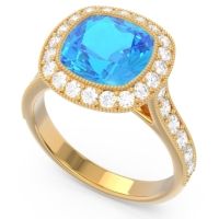 Halo Milgrain Cushion Tugga Ring