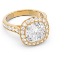 Halo Milgrain Cushion Tugga Ring