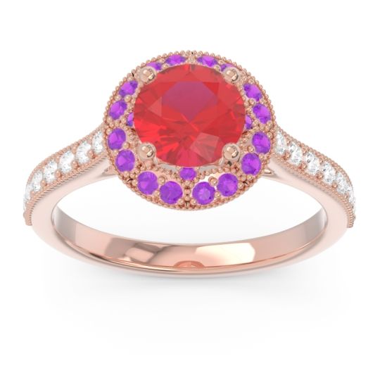 Halo Milgrain Pave Savitri Ring