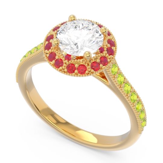 Halo Milgrain Pave Savitri Ring