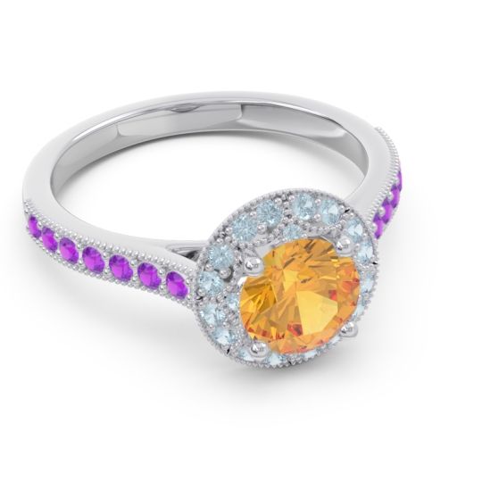 Halo Milgrain Pave Savitri Ring