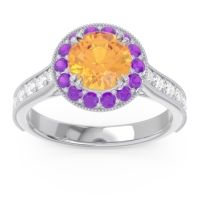 Halo Pave Milgrain Himsira Ring
