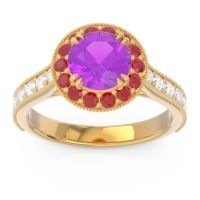 Halo Pave Milgrain Himsira Ring