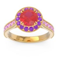 Halo Pave Milgrain Himsira Ring