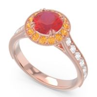Halo Pave Milgrain Himsira Ring