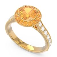 Halo Pave Milgrain Himsira Ring