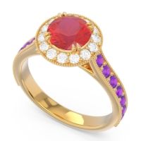 Halo Pave Milgrain Himsira Ring